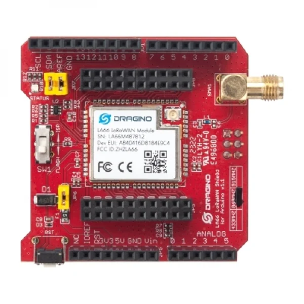 LoRaWAN Arduino Shield with SMA Connector (SX1262)
